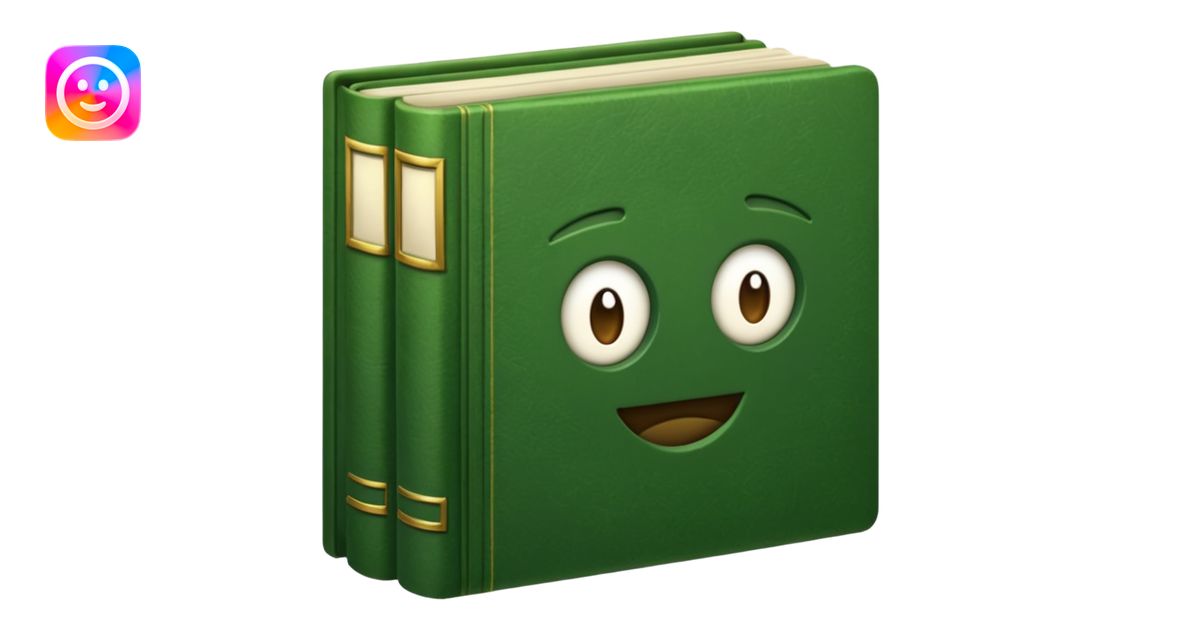 biblioteca de livros em tons de verde musgo emoji | AI Emoji Generator