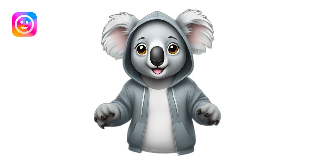 Koala with hoodie waving emoji | AI Emoji Generator