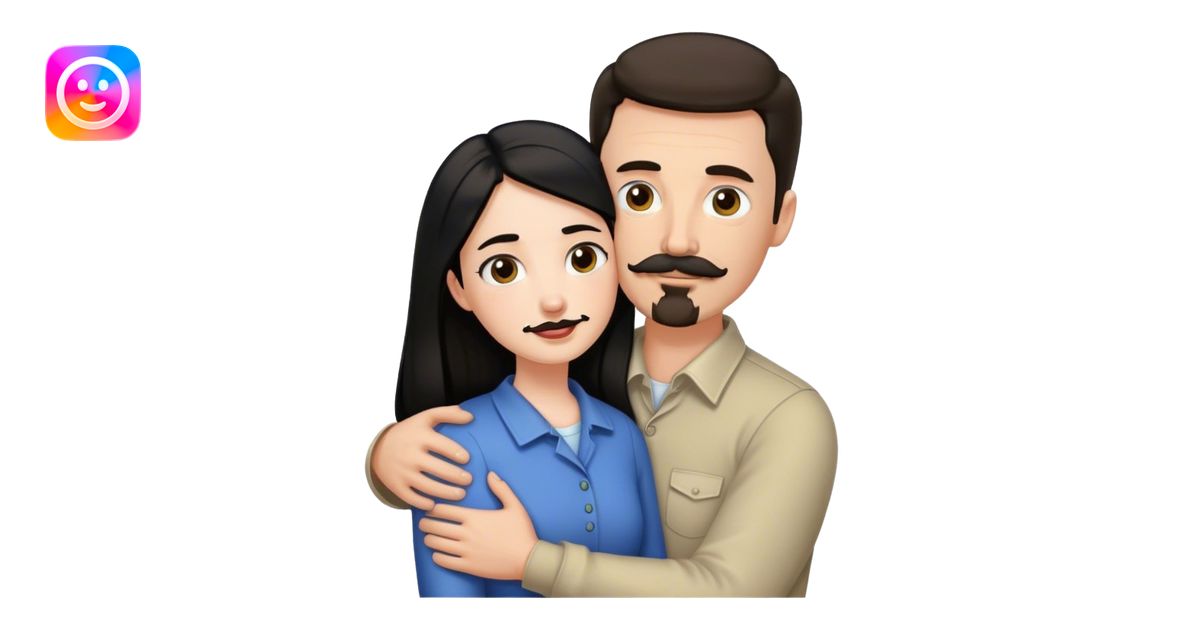 Tall white man with thin dark brown hair mustache and goatee, hugging a ...