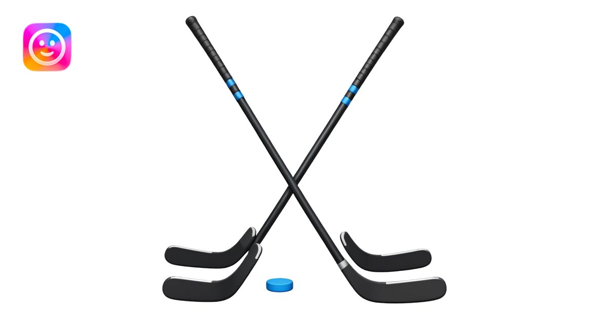 two hockey sticks crossing and a puck like the original apple hockey ...