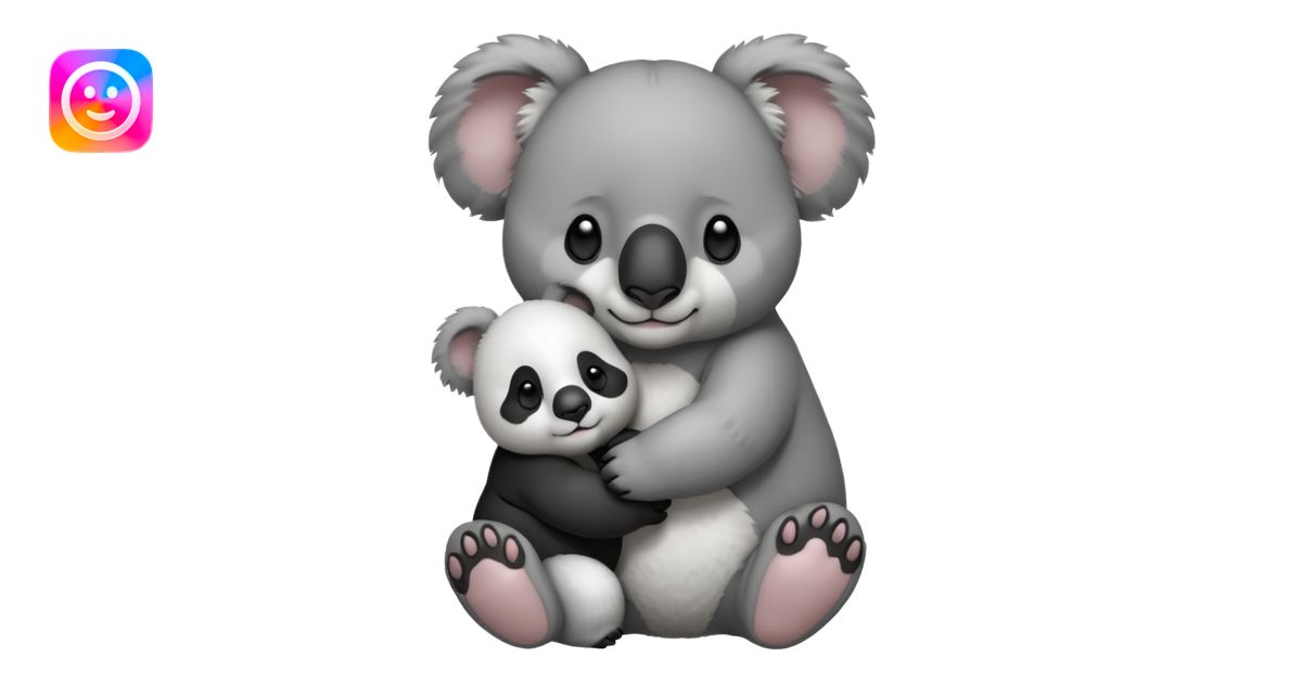 Big koala holding hand with small panda emoji | AI Emoji Generator