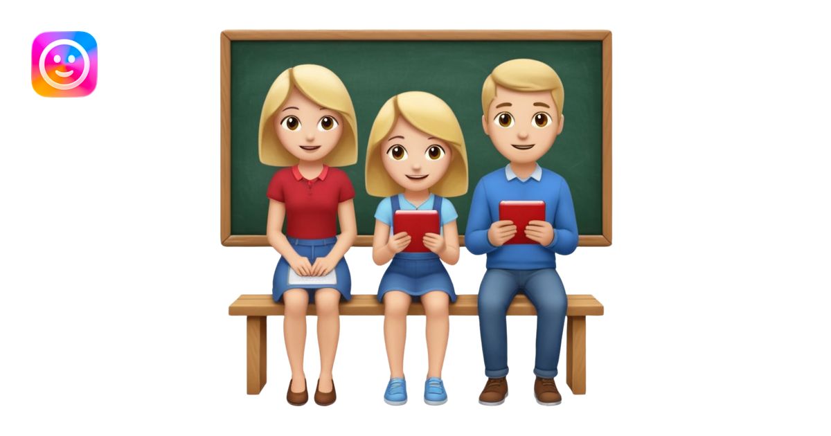 Girl is teaching a guy how to make emojis. Girl at blackboard, guy on ...