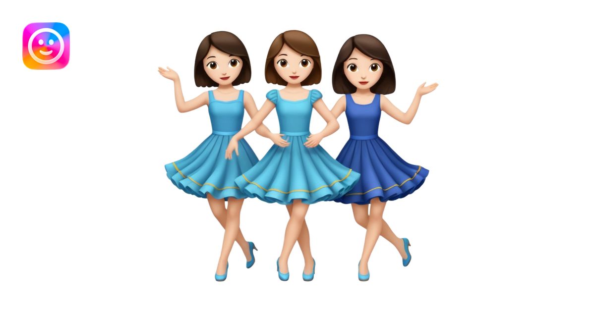 Triplets dancing all brunette emoji | AI Emoji Generator