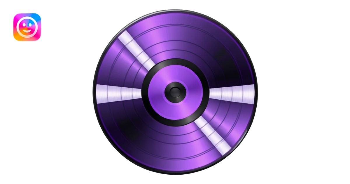 black pixel art record disc with a purple middle label, pixel art emoji ...