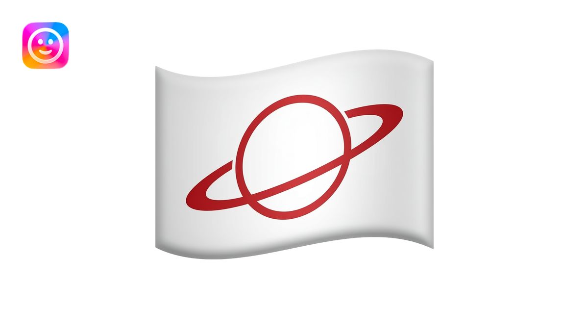 White flag with red orbit line on it emoji | AI Emoji Generator