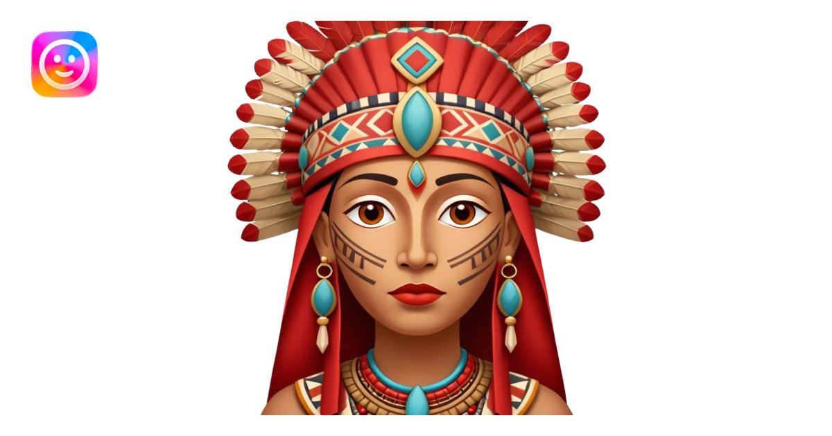 Create an emoji of a wise and calm face inspired by the Paracas culture ...