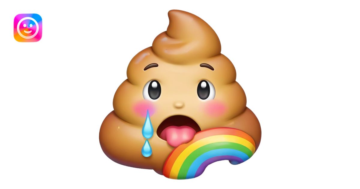 Rainbow poop emoji crying emoji | AI Emoji Generator