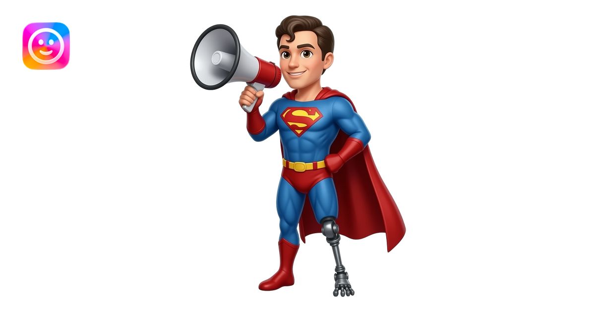 Combine these 3 emojis Into one emoji 🔉🦸‍♂️🦿 emoji | AI Emoji Generator