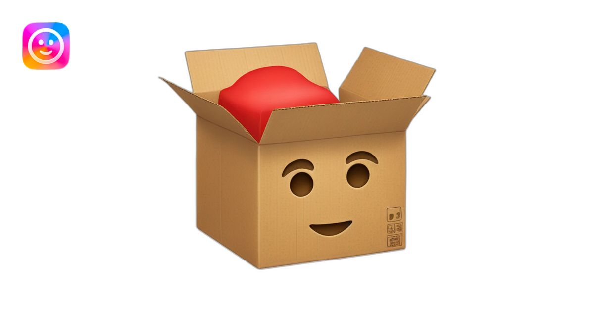 A cardboard box with red face emoji | AI Emoji Generator