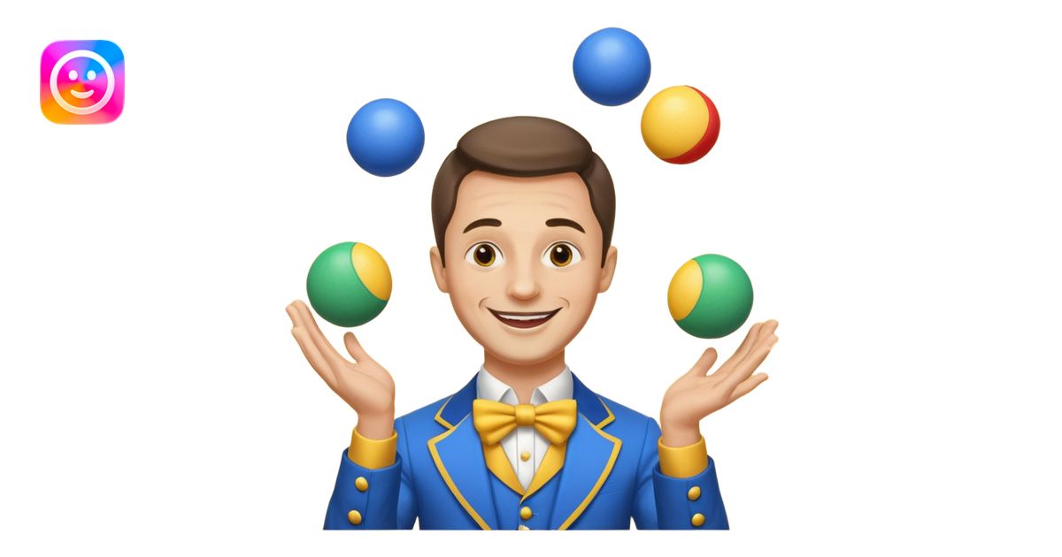 circus juggler zelensky juggling two balls blue and yellow emoji | AI ...