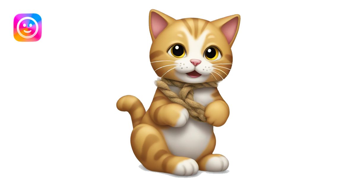Cat playing with rope emoji | AI Emoji Generator