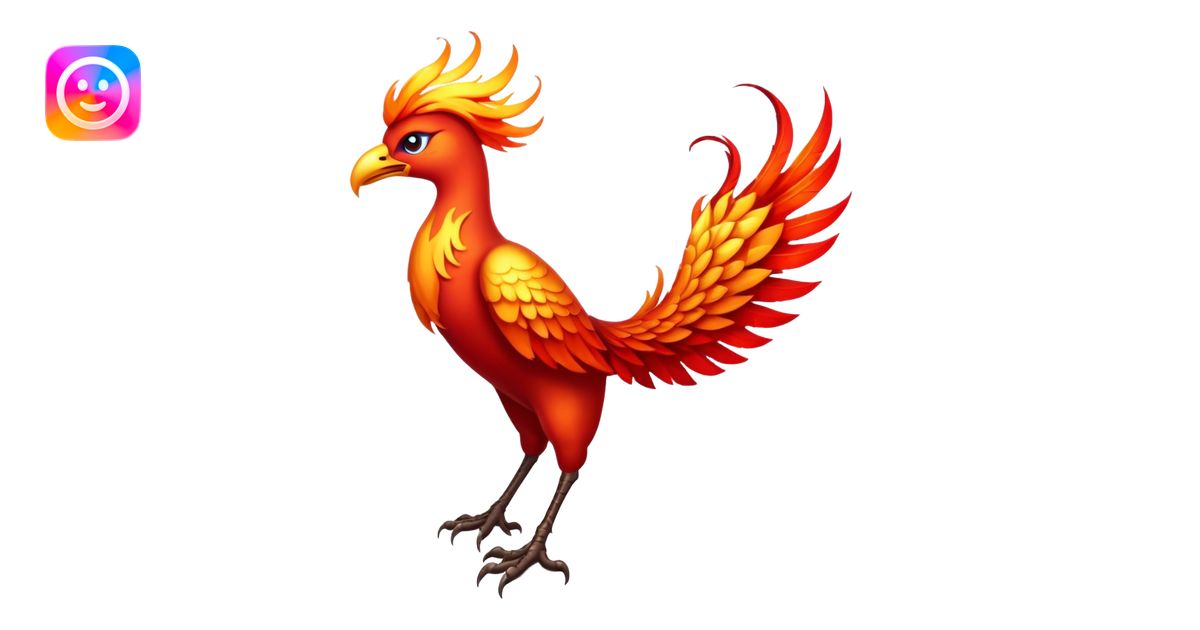 Cinematic Noble fierce & powerful Fire Phoenix Portrait Emoji, Poised ...