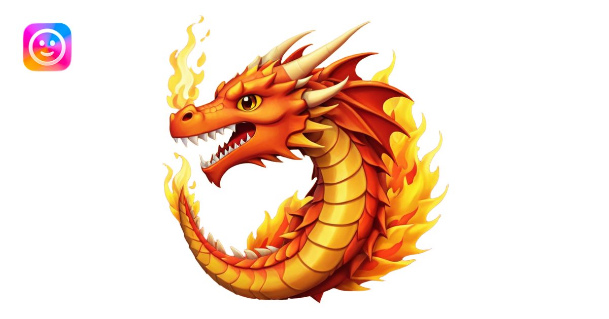 Fire dragon breathing fire, simplified google facebook artstyle emoji ...