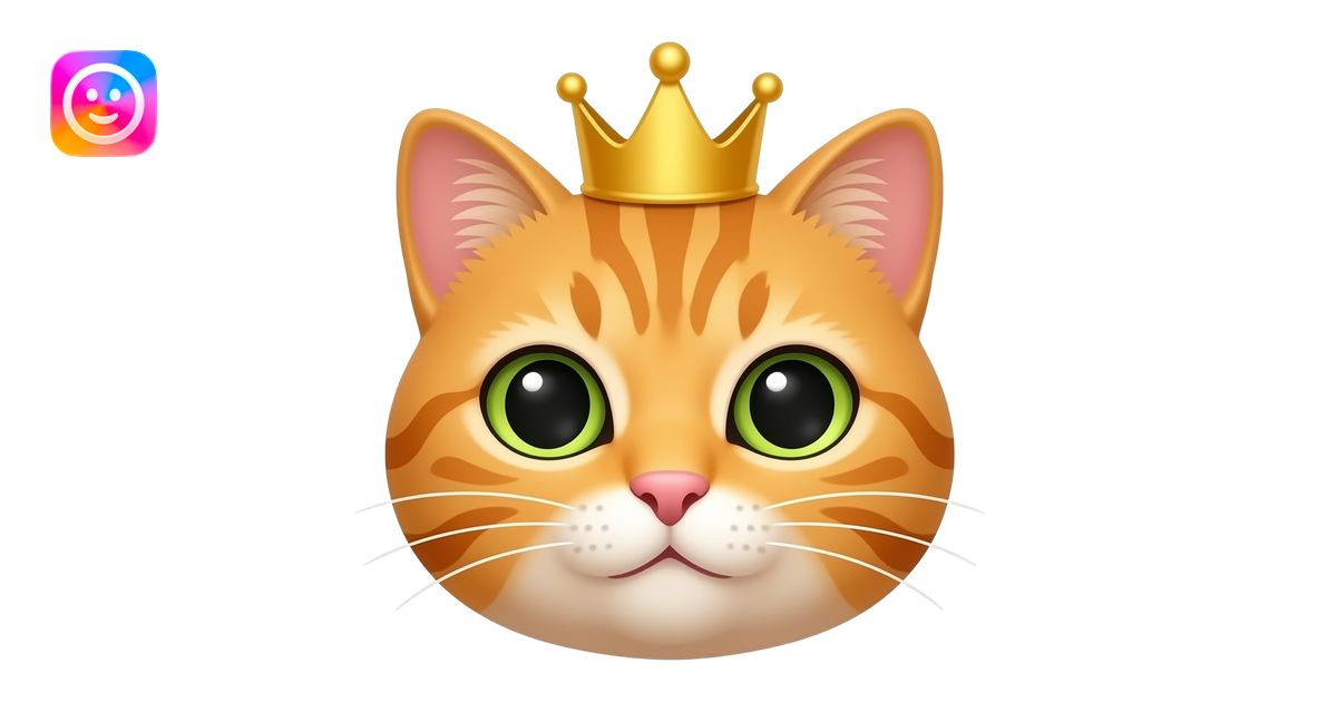 Orange tabby no white king with crown face only emoji | AI Emoji Generator