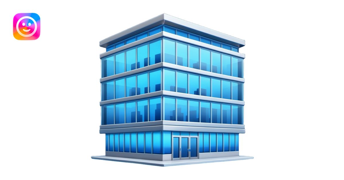 modern office building with neon blue lights emoji | AI Emoji Generator