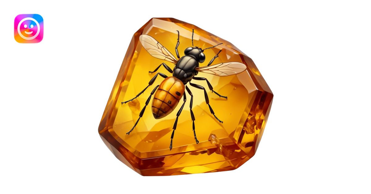 A tiny insect trapped in a huge lump of amber emoji | AI Emoji Generator