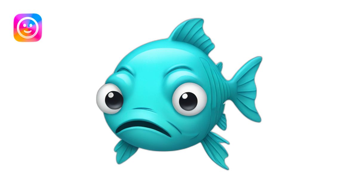 sad fish with tears, cyan, flat, side profile emoji | AI Emoji Generator