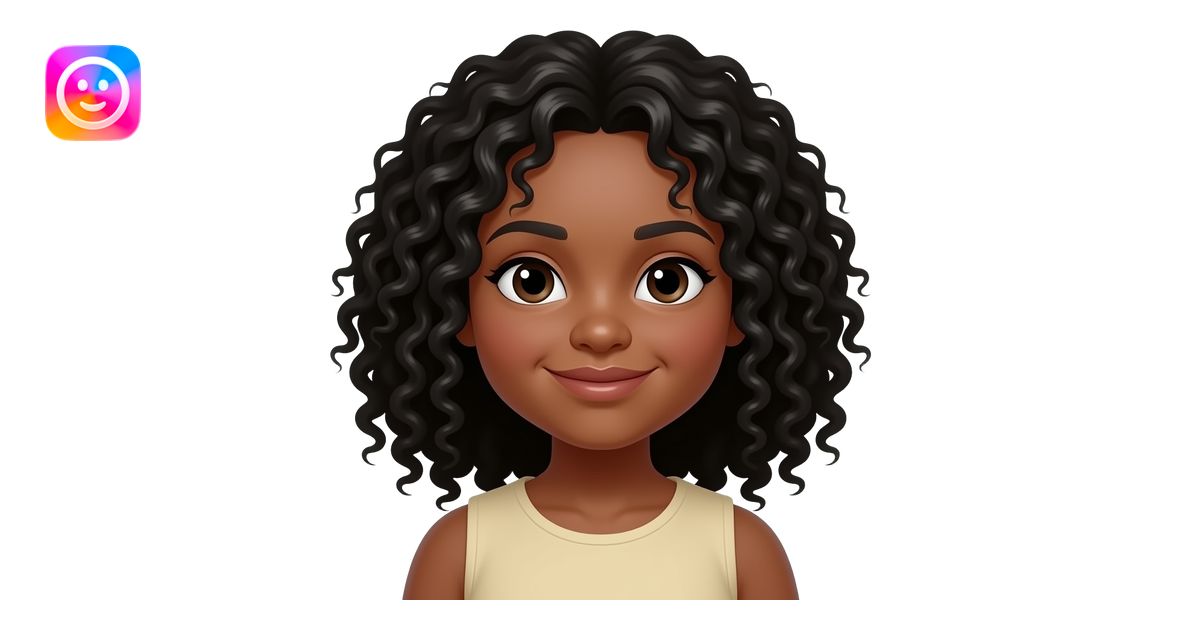 Brown slightly chubby girl with black curly hair emoji | AI Emoji Generator
