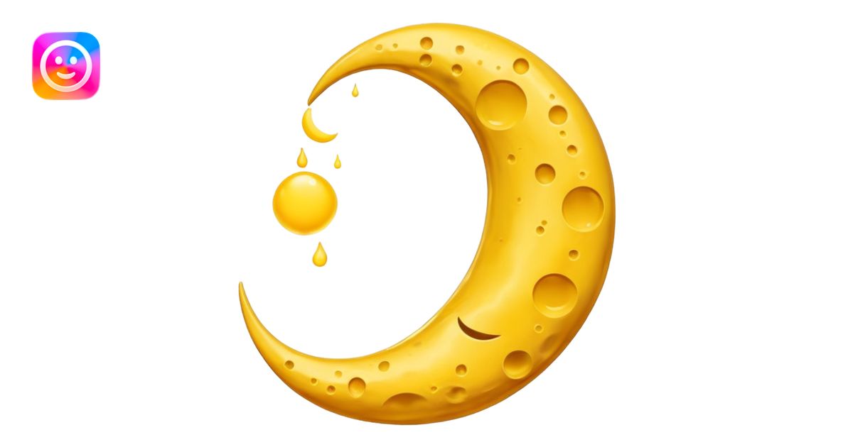 Melting waning crescent moon without any face and should in yellow ...