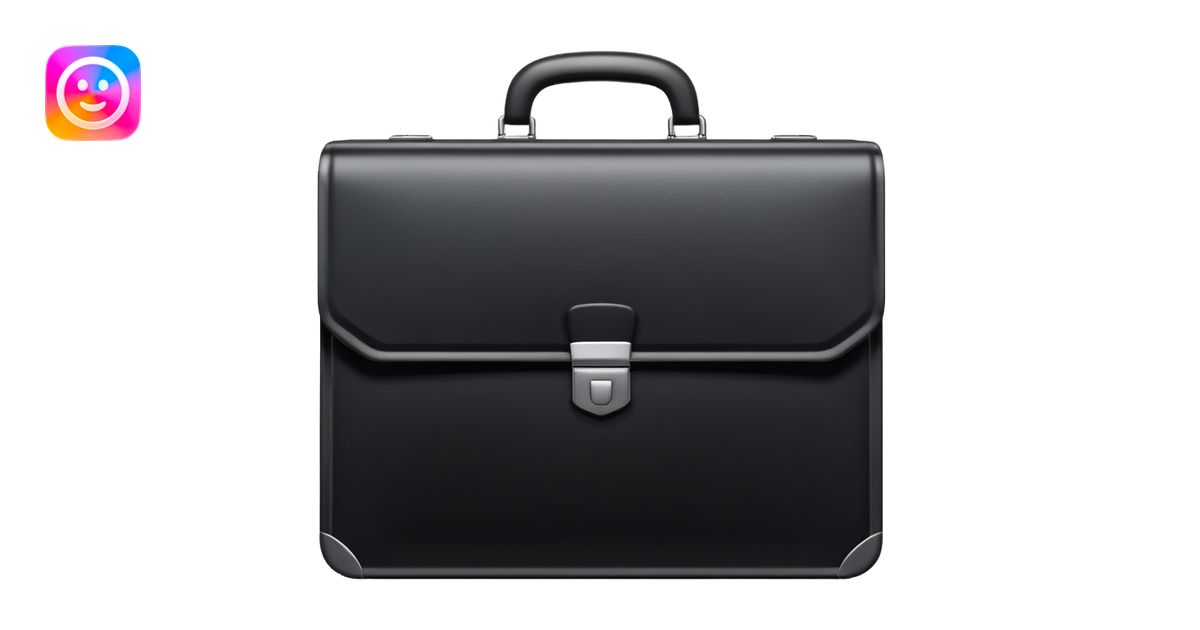luxury briefcase emoji, matte black metal texture, clean sharp geometry ...