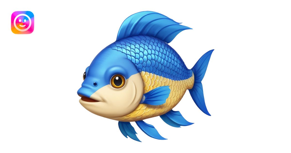 fish with blue hair looking into camera emoji | AI Emoji Generator