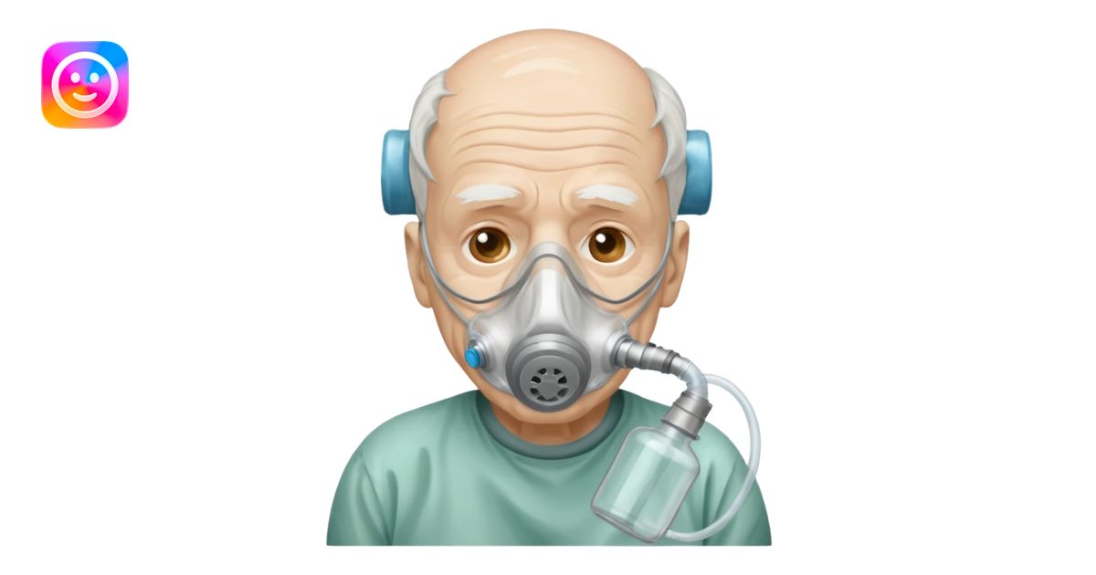 old man with simple emergency oxygen mask emoji | AI Emoji Generator