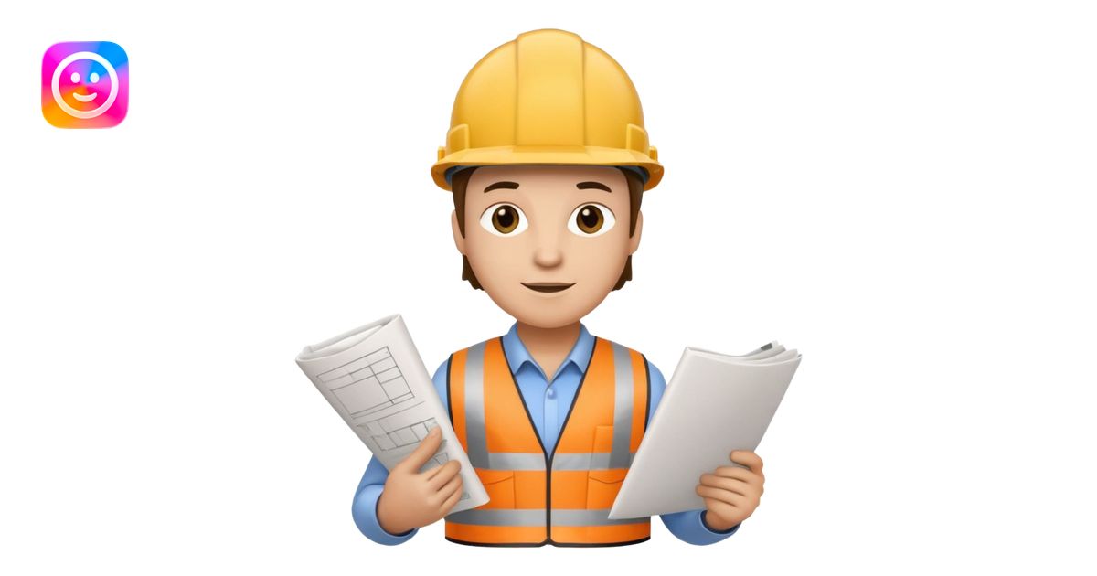 an architect with a construction helmet and a plan emoji | AI Emoji ...