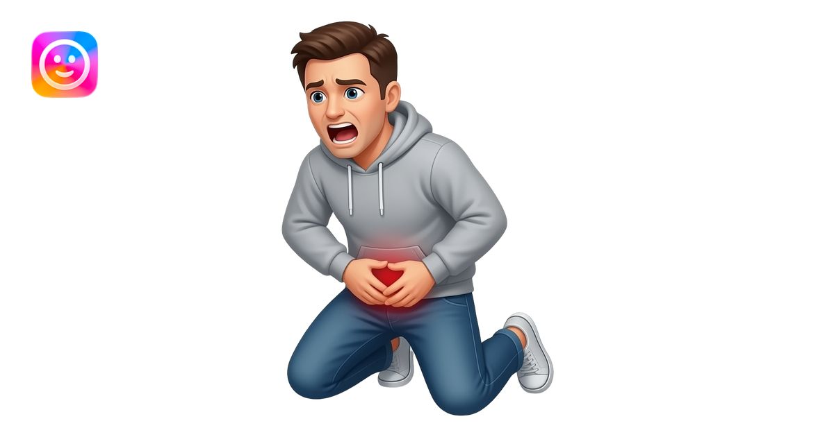 a guy in a grey hoodie kneeling over screaming because he just got hit ...