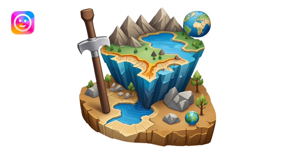 An icon featuring a pickaxe and a geological map, and layers of Earth’s ...