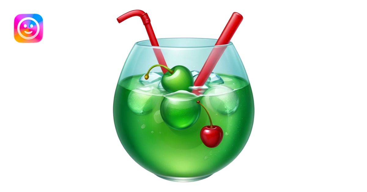 Create an emoji with a very clear rounded glass and ice, bright ...