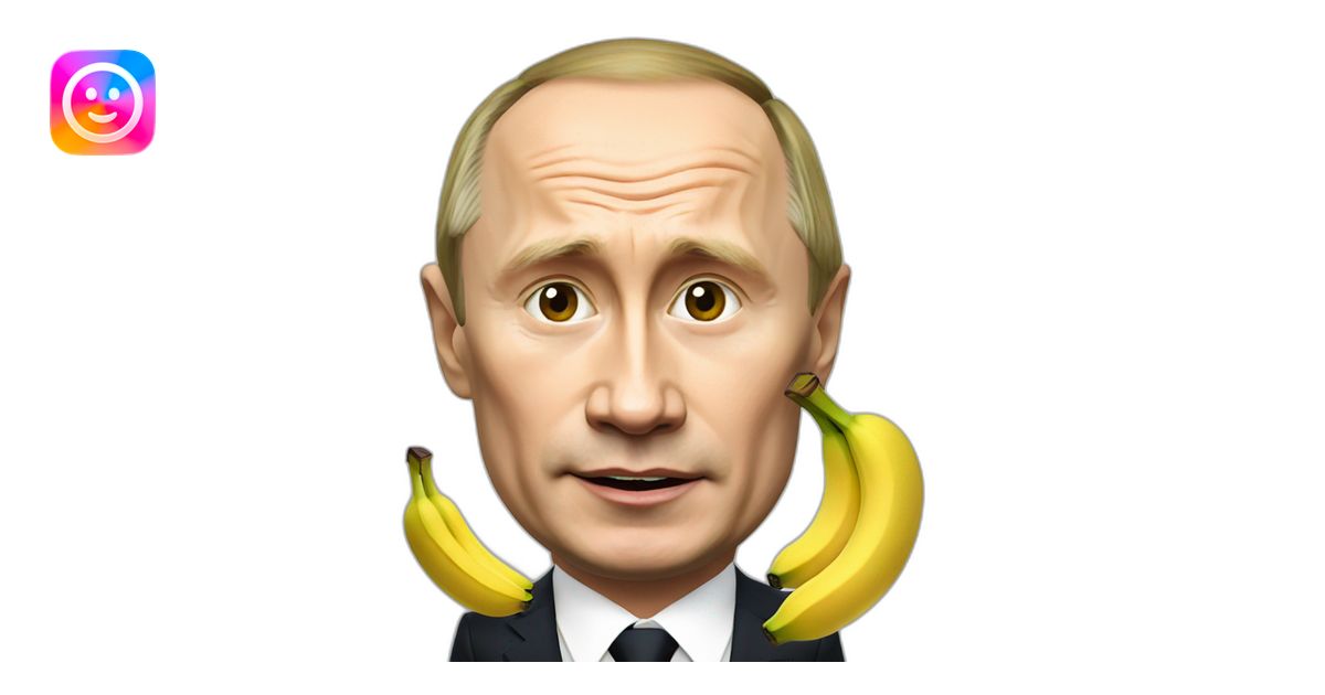 Vladimir Putin with 2 bananas in mouth emoji | AI Emoji Generator