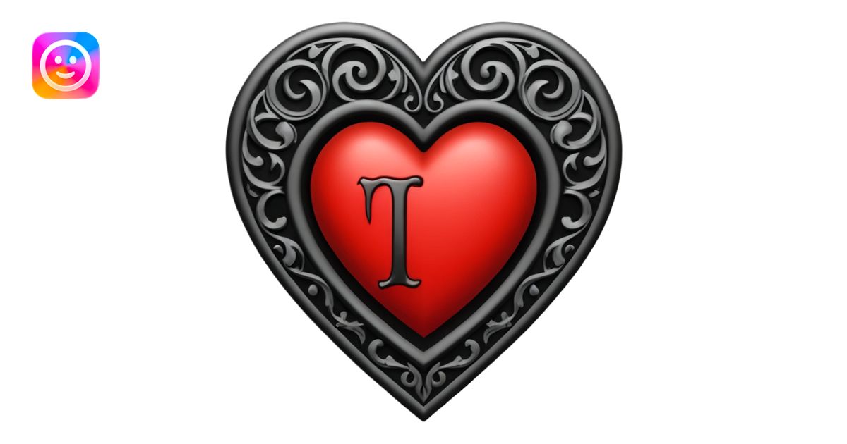 Can you make a heart with a gothic design, I want black and blood red ...