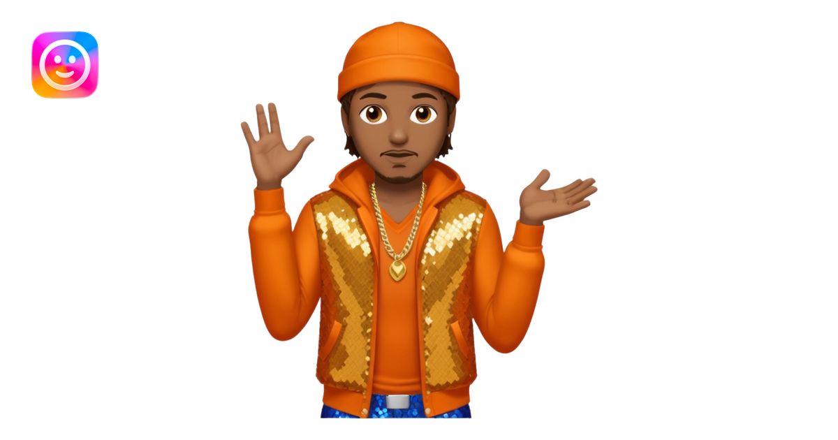Mystikal, Rapper with dark brown hair, orange sequin outfit emoji | AI ...