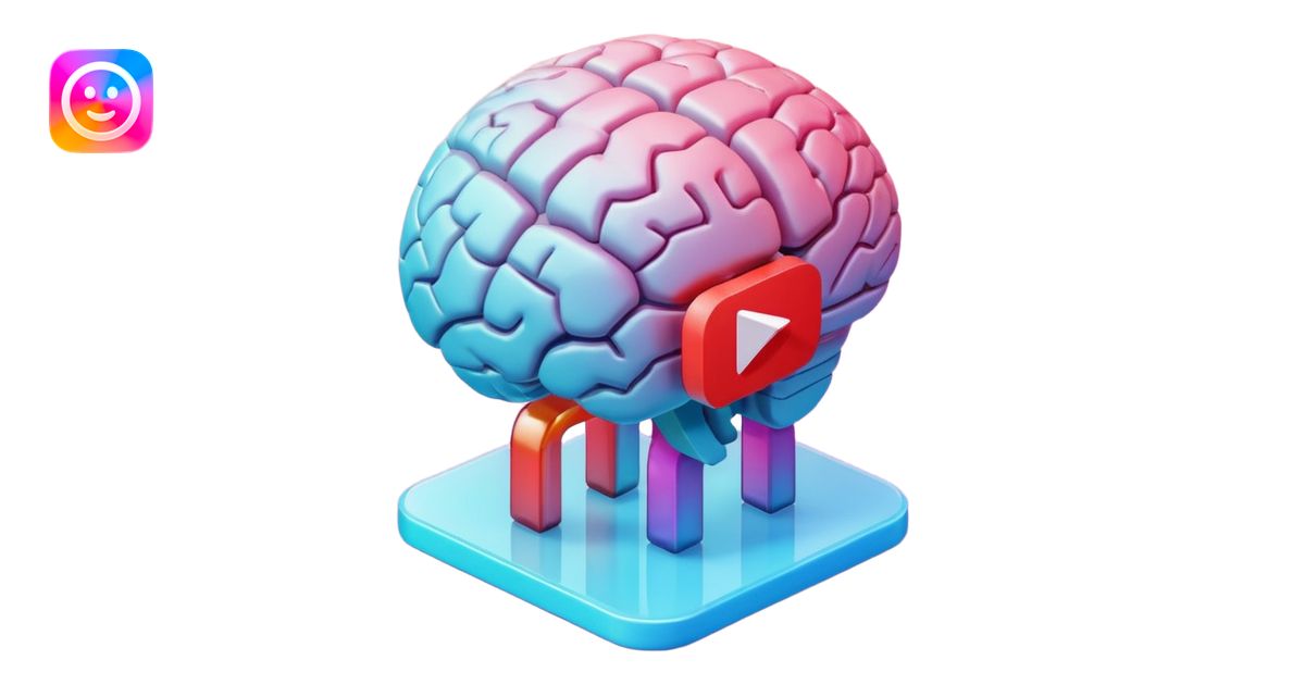 3D icon design, brain with YouTube play button symbol integrated into ...