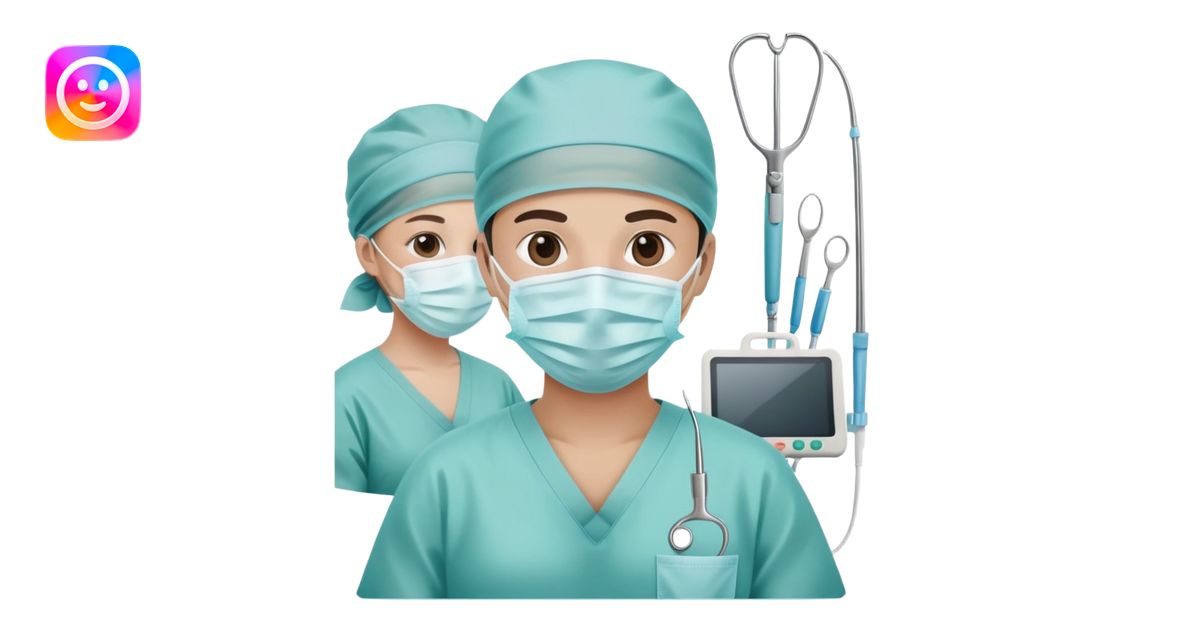 Surgeon in operating room with surgical mask and tools emoji | AI Emoji ...