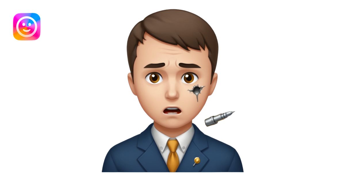 Charlie kirk with bullet hole on neck and scared expression emoji | AI ...