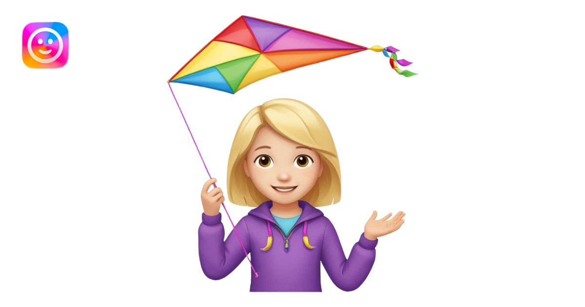 little girl kid with kite emoji | AI Emoji Generator