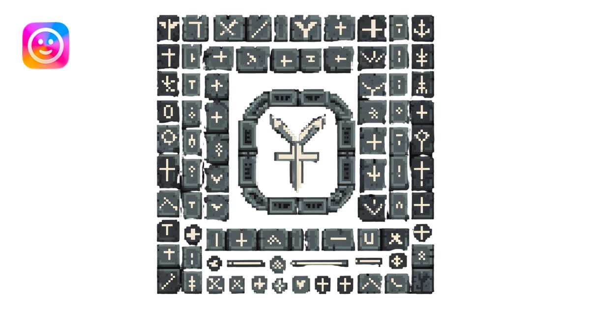 ancient nordic rune symbols with stone texture illustration | AI Emoji ...