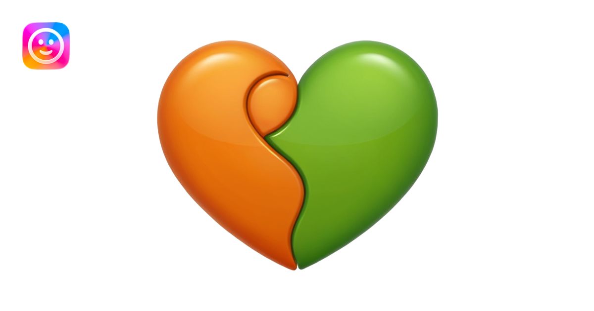 half green half orange heart emoji | AI Emoji Generator
