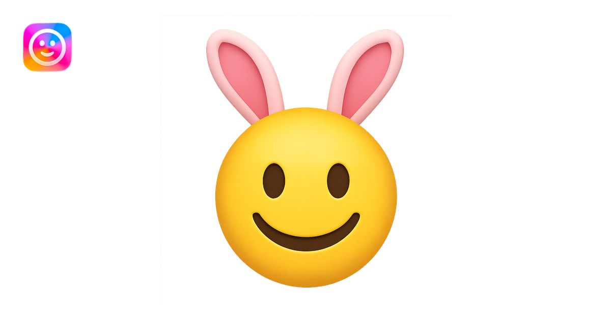 yellow face with pink bunny ears emoji, digital illustration emoji | AI ...