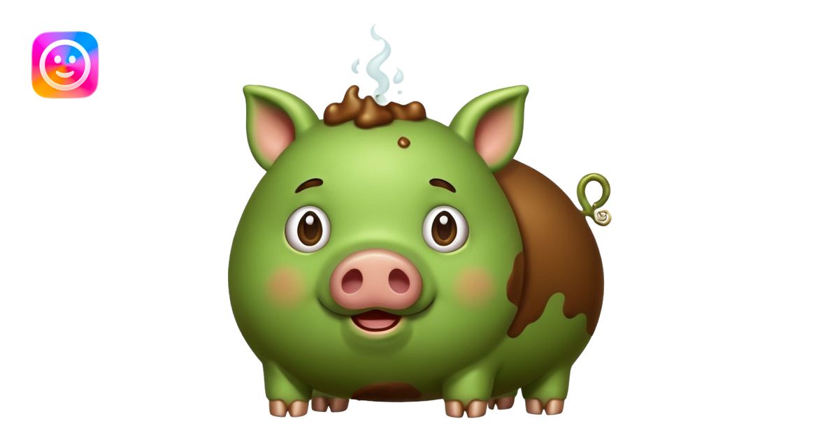 Green pig with big poop emoji | AI Emoji Generator