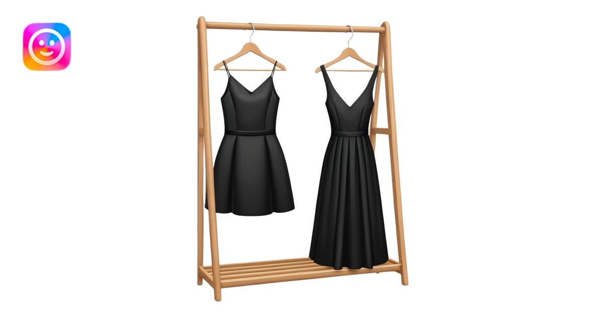wooden clothes rack with a sleek black cocktail dress emoji | AI Emoji ...