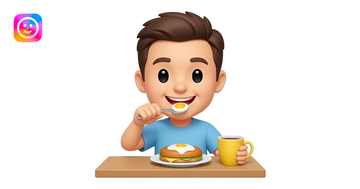 Yellow smiley emoji with good morning breakfast emoji | AI Emoji Generator