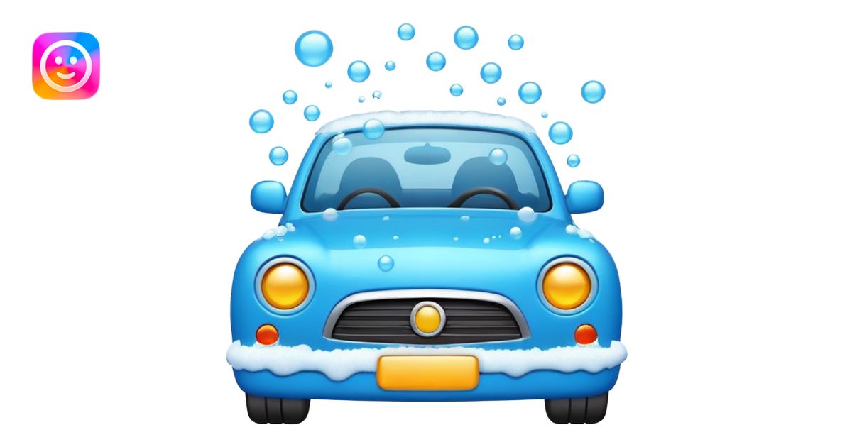 car wash emoji with car, foam and bubbles, animated and fun style emoji ...