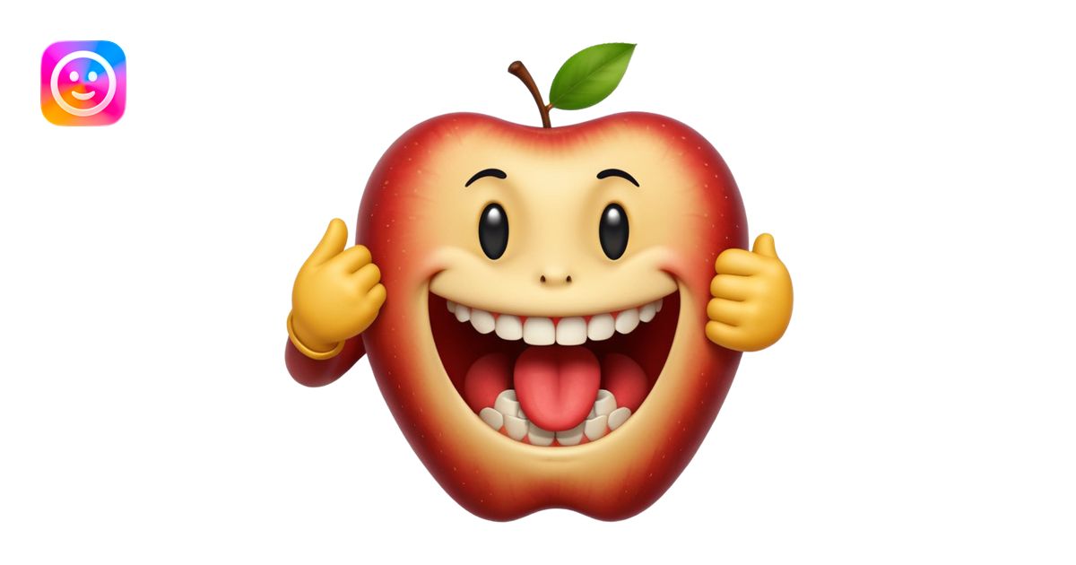 Apple IOS Smiley face with open mouth and teeth biting an arm like a ...