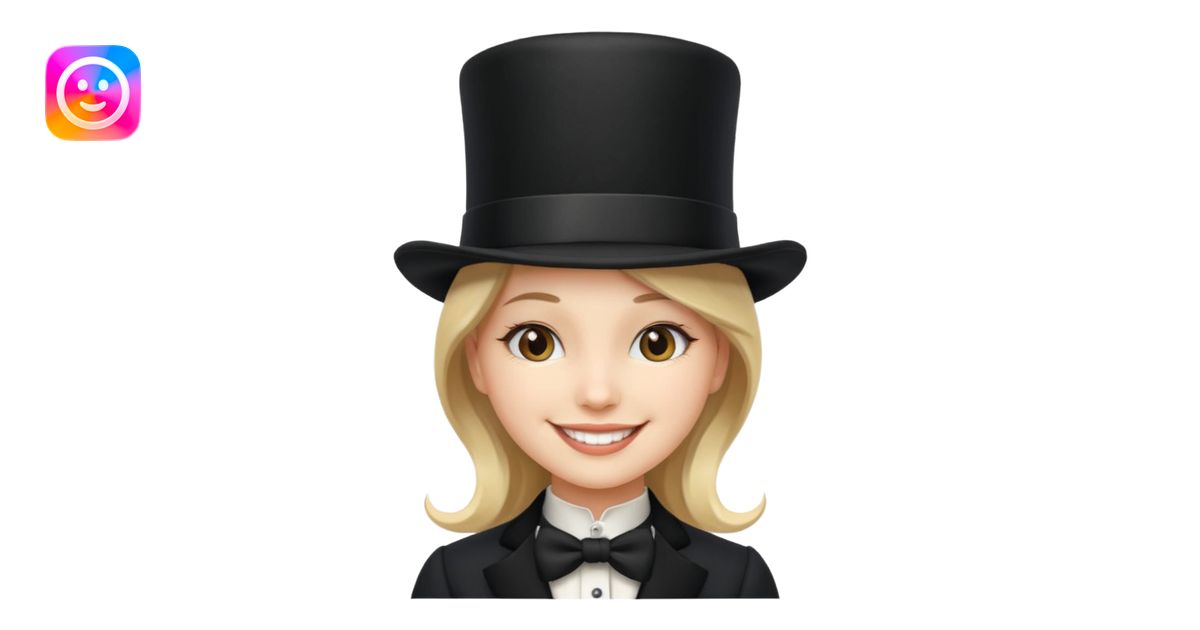 A girl with a top hat emoji | AI Emoji Generator