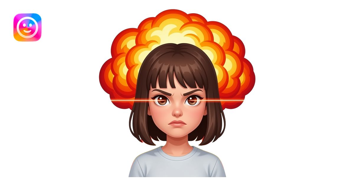 emoji, angry teen girl face, eyes shooting laser beams, nuclear ...