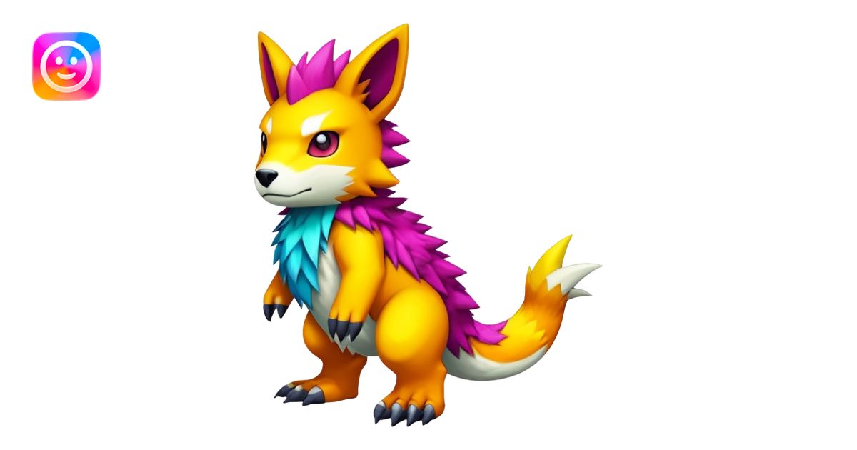 Colorful kawaii cool edgy Digimon-Fakemon-animal full body emoji | AI ...