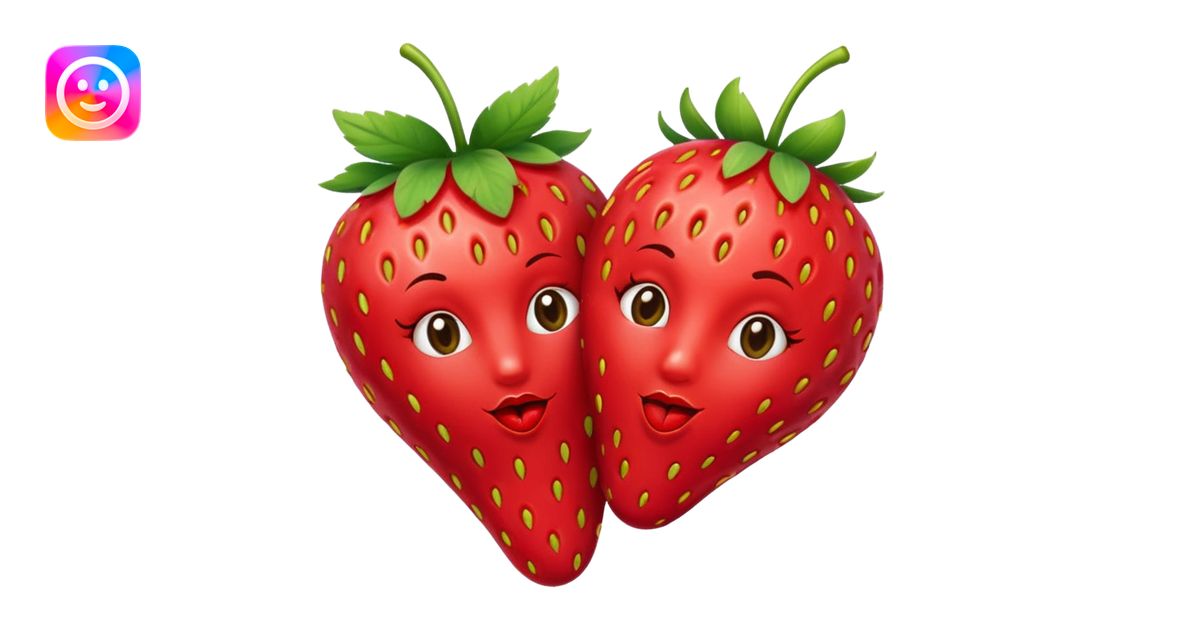 one strawberry 🍓 and red kiss 💋 fashioned stylish little emoji for ...