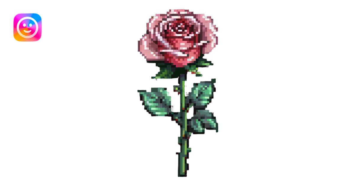 classic single rose in pixel art style illustration | AI Emoji Generator